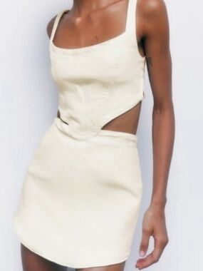 ZARA White Cutout Corset Mini Dress